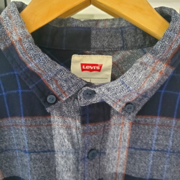 LEVI'S Men's Booth Regular-Fit Plaid Flannel Shirt Gray Large - Picture 5 of 6